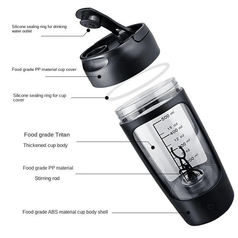 ProBlend Electric Whey Protein Shaker Bottle - Portable, Rechargeable