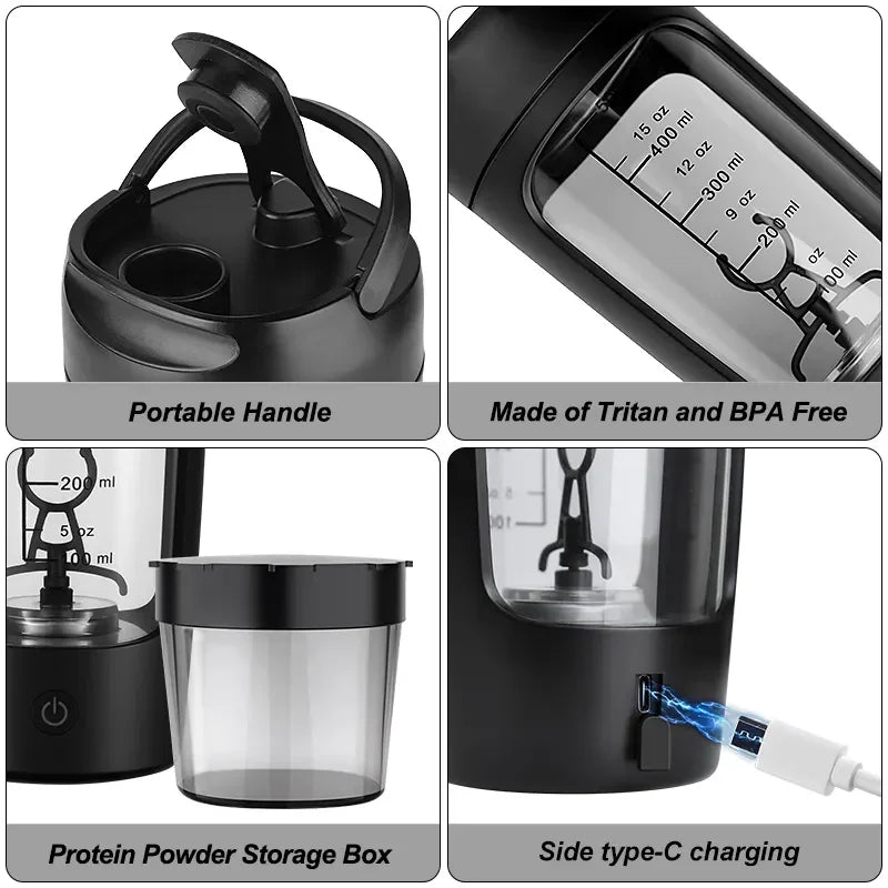 ProBlend Electric Whey Protein Shaker Bottle - Portable, Rechargeable